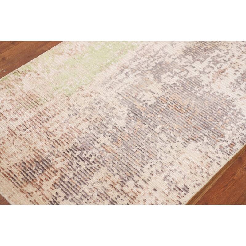 Contemporary Abstract Indian Foyer Rug Hand-Knotted Wool Carpet - 2'10"x 5'2"