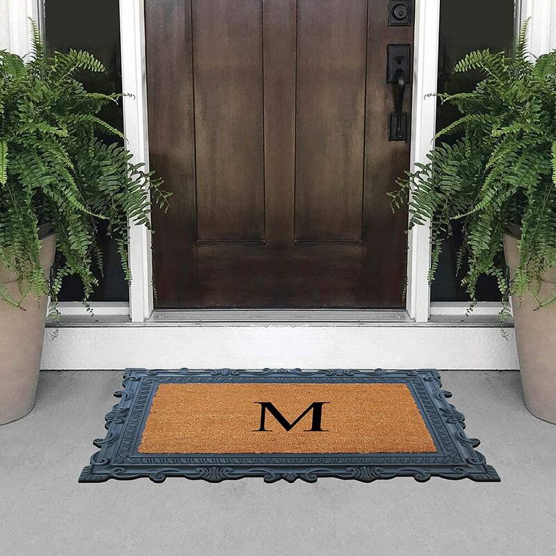 A1HC First Impression Carson Rubber and Coir 24" X 36", Heavy Duty, Easy to Clean Outdoor Monogrammed Doormat