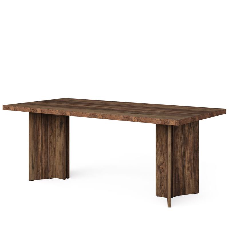 63" Farmhouse Executive Desk - Vintage Wood Computer Workstation with Thickened Tabletop, Large Writing & Conference Table