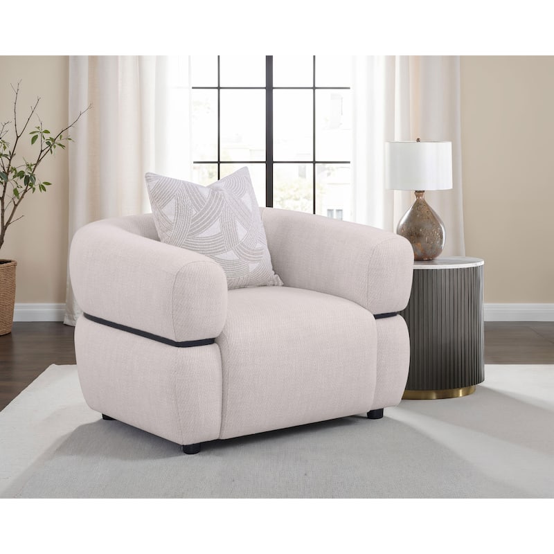 Jeanette Fabric Upholstered Round Arm Accent Chair Beige