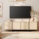 preview thumbnail 1 of 33, WAMPAT TV Stand with T-Shaped Legs, Modern Entertainment Center with 4 Storage Cabinets, Media Console TV Table for Living Room 70 inches - Light Oak