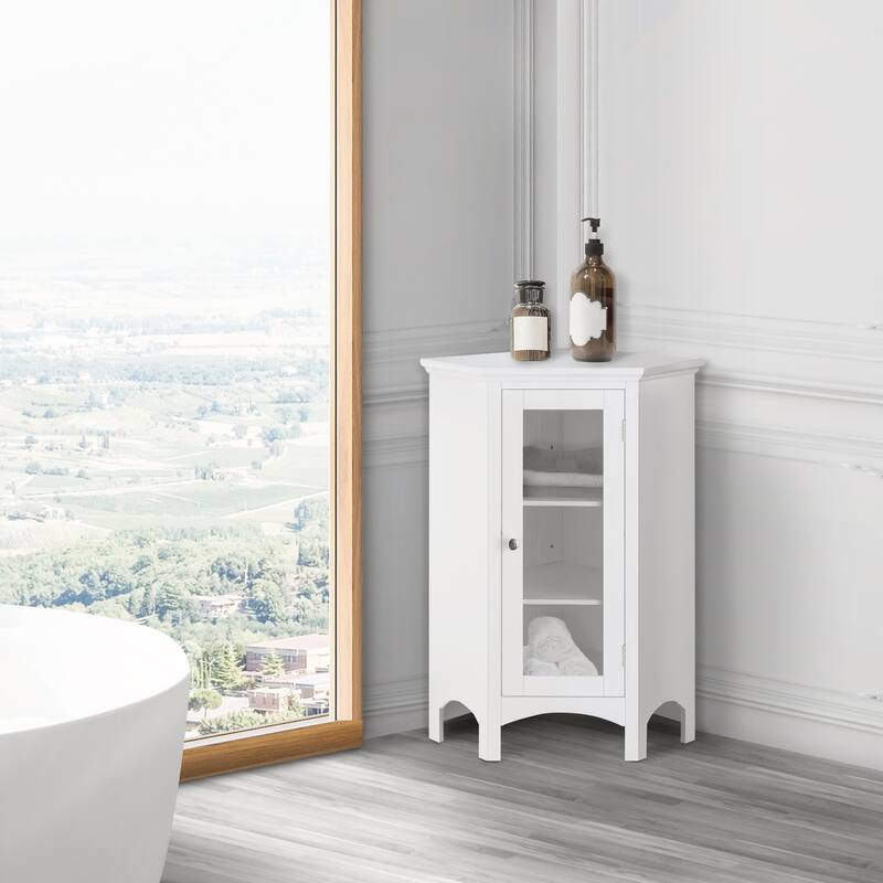 Teamson Home Madison Freestanding Corner Floor Accent Cabinet - 17"L x 24.75"W x 32"H