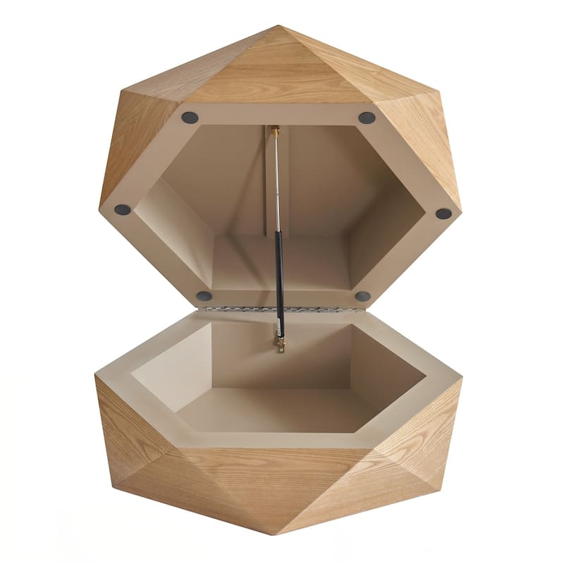 36.61'' Retro Style Polygon Flip Top Coffee Table, with Flip Top for Convenient Access, Hidden Storage