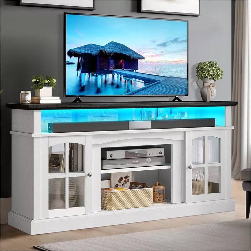 LED TV Stand with Power Outlets for 70 Inch Media Console - 65 inches