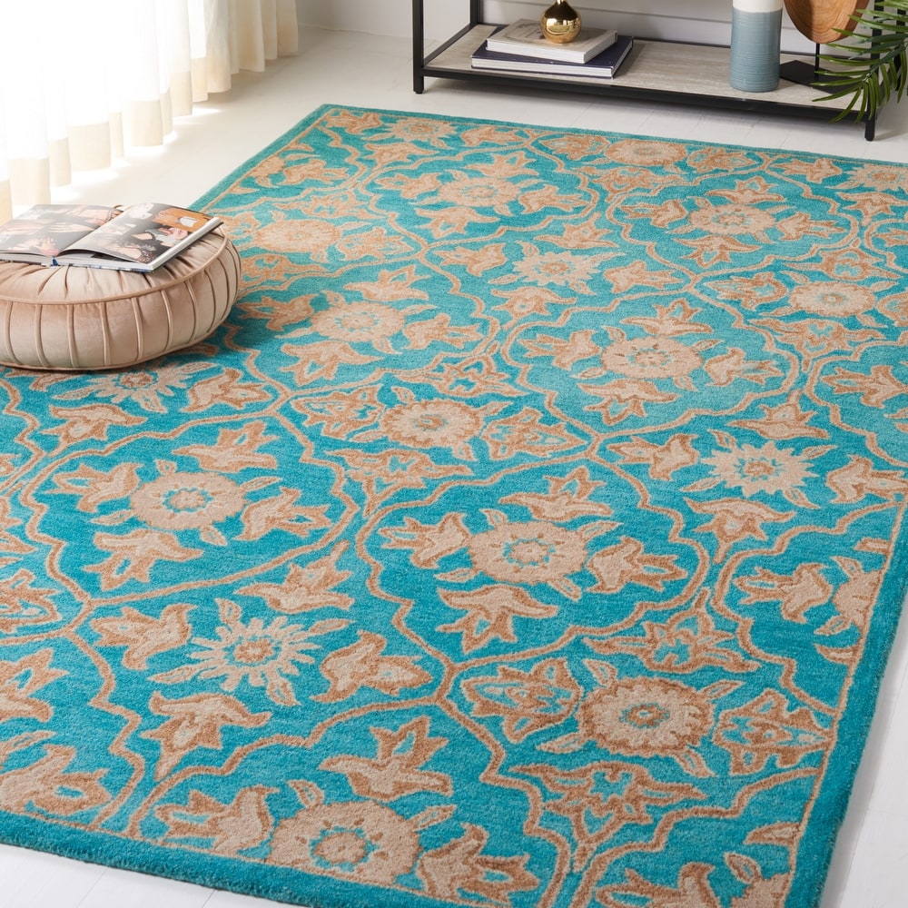 SAFAVIEH Handmade Heritage Peony Damask Traditional Oriental Wool Rug