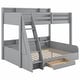 preview thumbnail 1 of 8, Twin over Full Bunk Bed with Storage Shelves, LED, Charging Station and a Drawer Grey