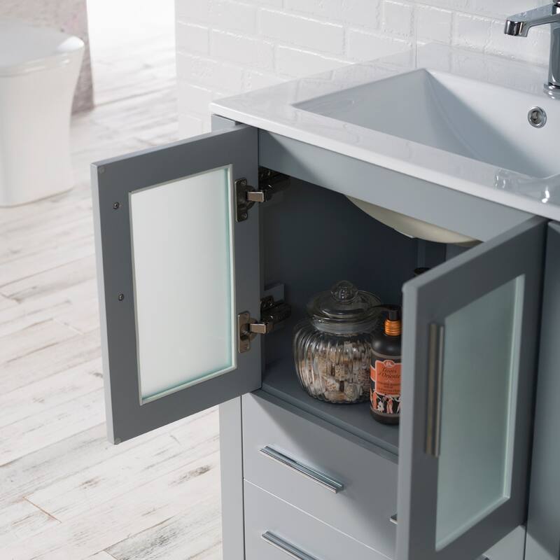 Blossom Solid Wood Double Bathroom Vanity w/ Ceramic Sink & Base