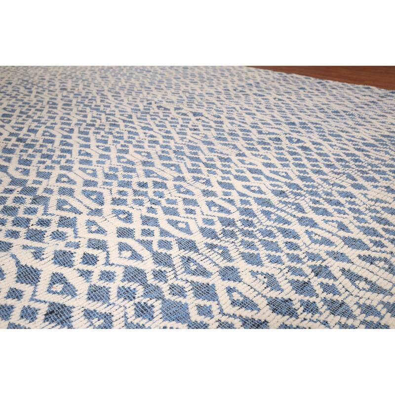 Trellis Moroccan Large Modern Area Rug Hand-Knotted Wool Carpet - 9'7" x 14'8"