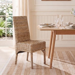 SAFAVIEH Dining Rural Woven Beacon Unfinished Natural Wicker Dining Chairs (Set of 2) - 18.5" x 18.5" x 38.1"