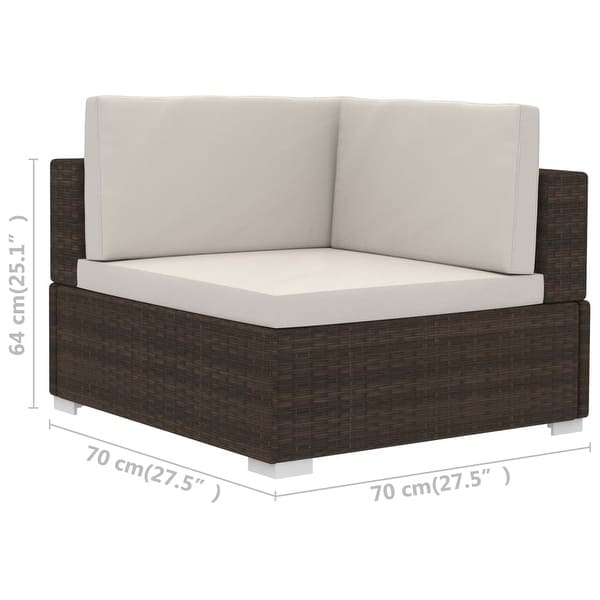 dimension image slide 1 of 2, vidaXL 4 Piece Patio Sofa Set with Cushions Poly Rattan Brown