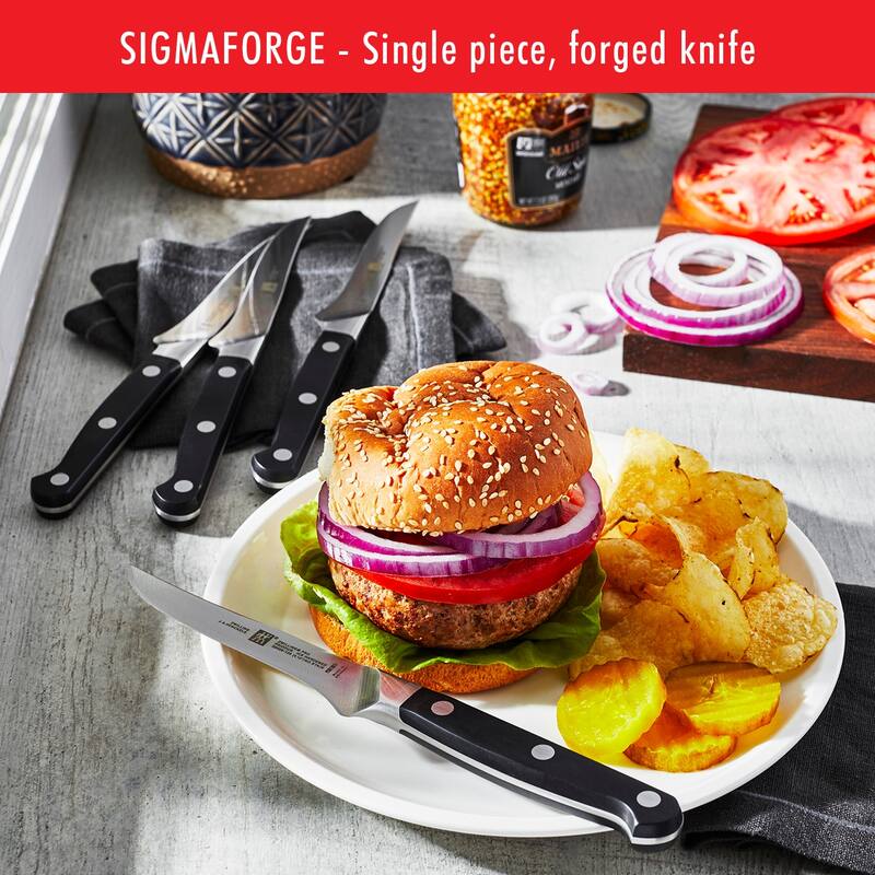 ZWILLING Pro 4.5-Inch Steak Knife Set of 4 - Black/Stainless Steel - 4-pc