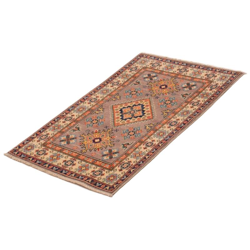 ECARPETGALLERY Hand-knotted Uzbek Ghazni Taupe Wool Rug - 2'7 x 4'1