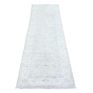 Shahbanu Rugs Ice Cube Gray and Ivory Peshawar with Washed Out Faded ...