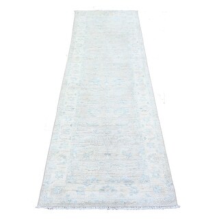 Shahbanu Rugs Ice Cube Gray and Ivory Peshawar with Washed Out Faded ...