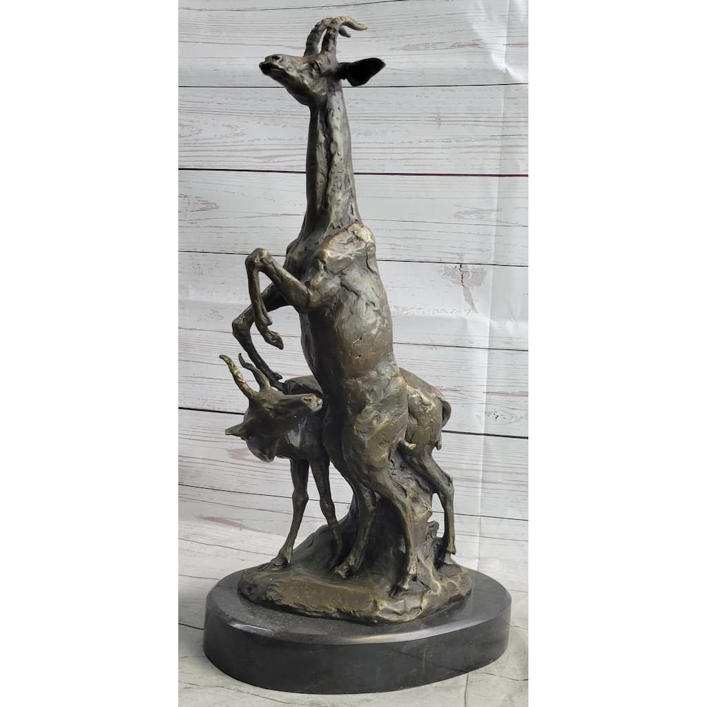 Two Gazelle Antelope Kudu Bronze Wildlife Genuine Bronze Sculpture Figurine