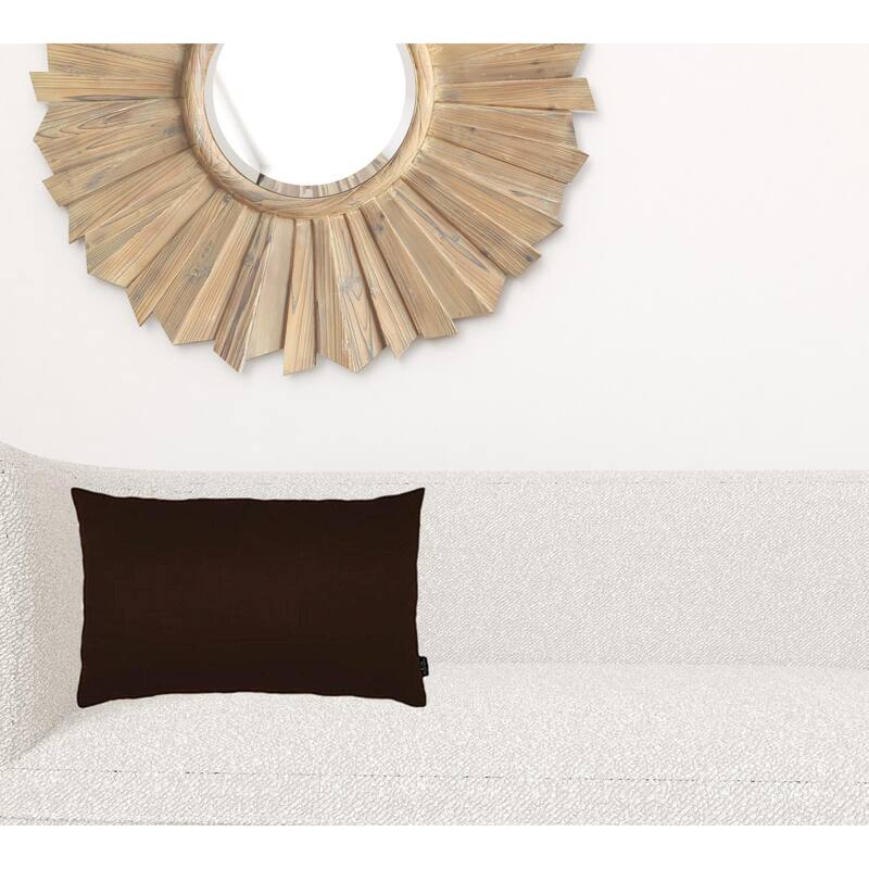 HomeRoots Set Of Two 12" X 20" Brown Zippered Polyester Lumbar Pillow Cover