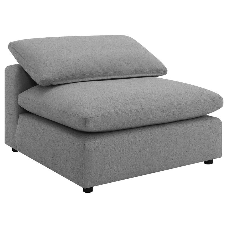 Allias 6pc Modular Sectional Sofa, Classic Gray Boucle, 2 Accent Pillows