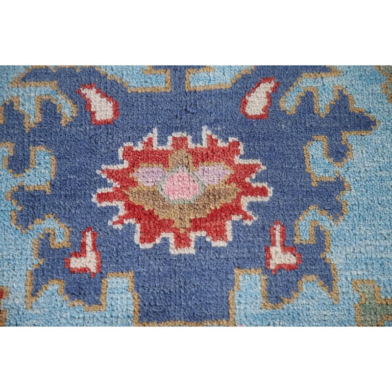 Light Blue Oushak Area Rug Hand-Knotted Transitional Wool Carpet - 7'9"x 9'9"