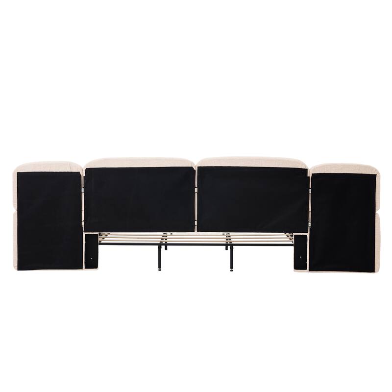 Christopher Knight Home - Thorne Upholstered Bed Frame with Headborad and 2 Side Panel Nightstands