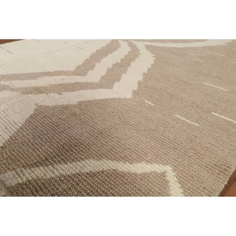 All-Over Striped Moroccan Oriental Area Rug Handmade Wool Carpet - 6'2"x 9'6"