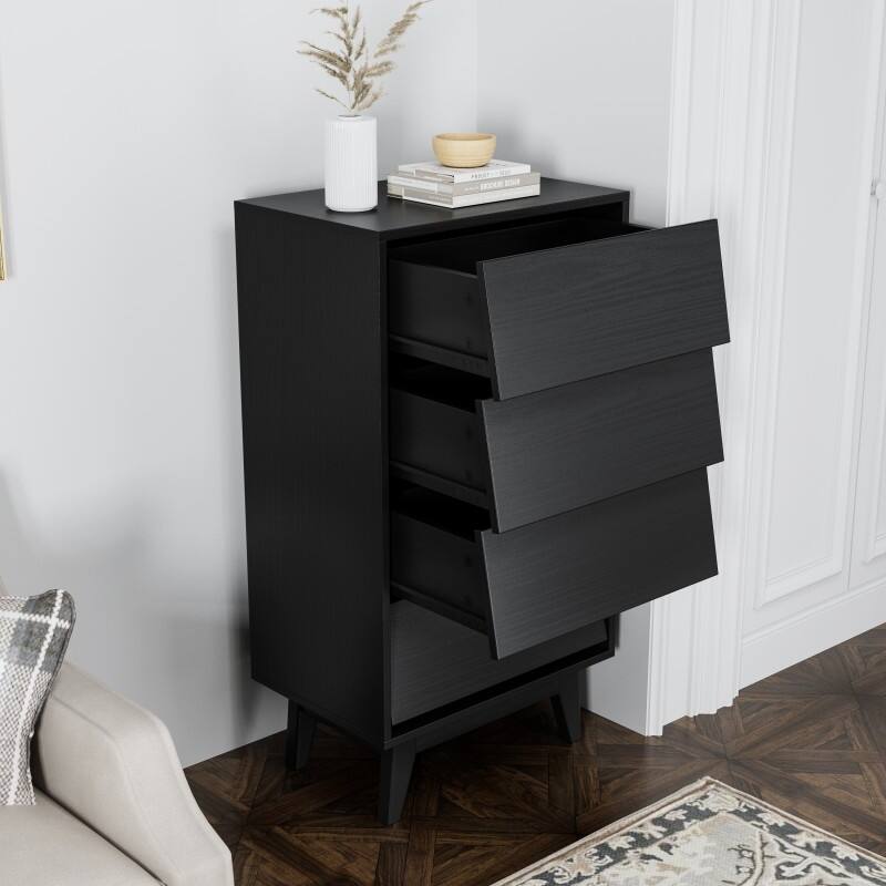 Vintage-style and Bevel Design Double Dresser with 4 Drawer