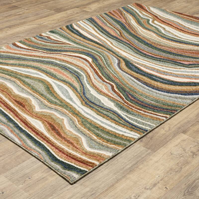 Tobias Abstract Waves Multi-colored Area Rug