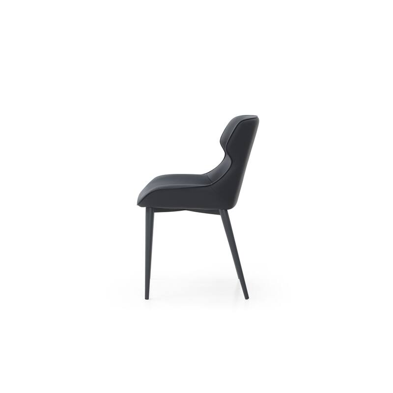 HomeRoots Black Faux Leather and Steel Wing Back Dining Side Chair - 20.00 in. x 33.00 in. x 23.00 in.