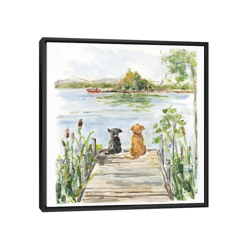 iCanvas "Lake Buddies" by Sally Swatland Framed Canvas Print - Black - 18x18