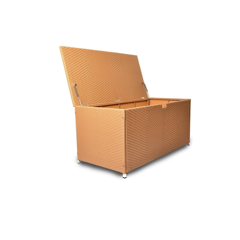 Large Outdoor Resin Wicker Storage Box with Waterproof Lid