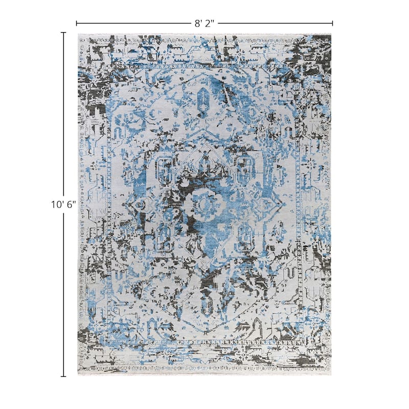 Ikat One-of-a-Kind Hand-Knotted Area Rug, Gray - 8' 2" x 10' 6"