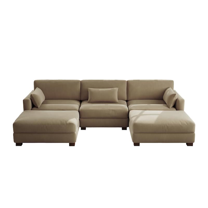 5-Piece U Shaped Couch Modular Sectional Sofa with Ottoman