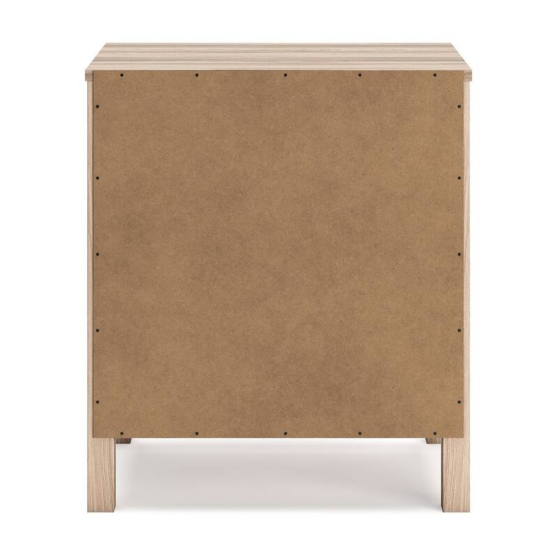 Bette Nightstand, 2 Drawers, Light Oak Brown Wood Finish, 24 Inch