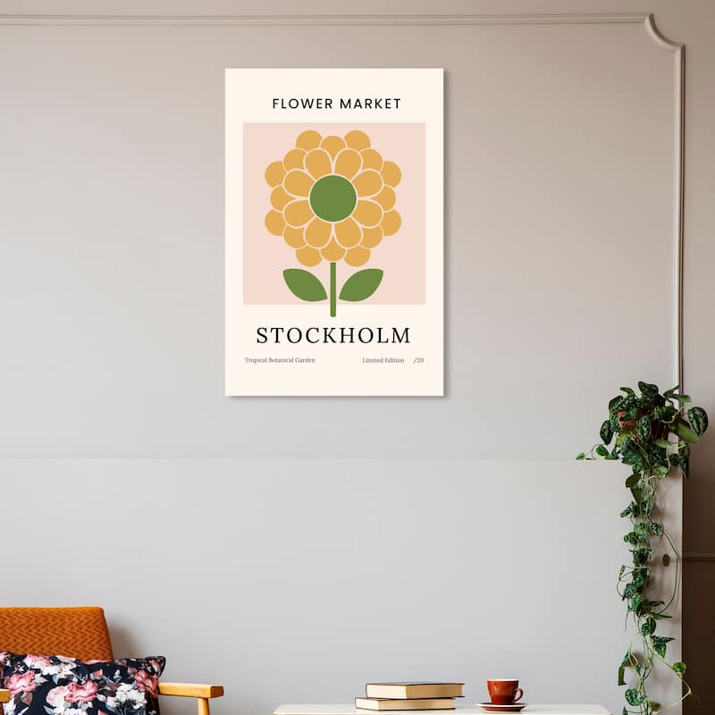 Wynwood Studio Canvas Floral and Botanical Flower Market Stockholm Green and Modern & Contemporary Wall Art Canvas Print