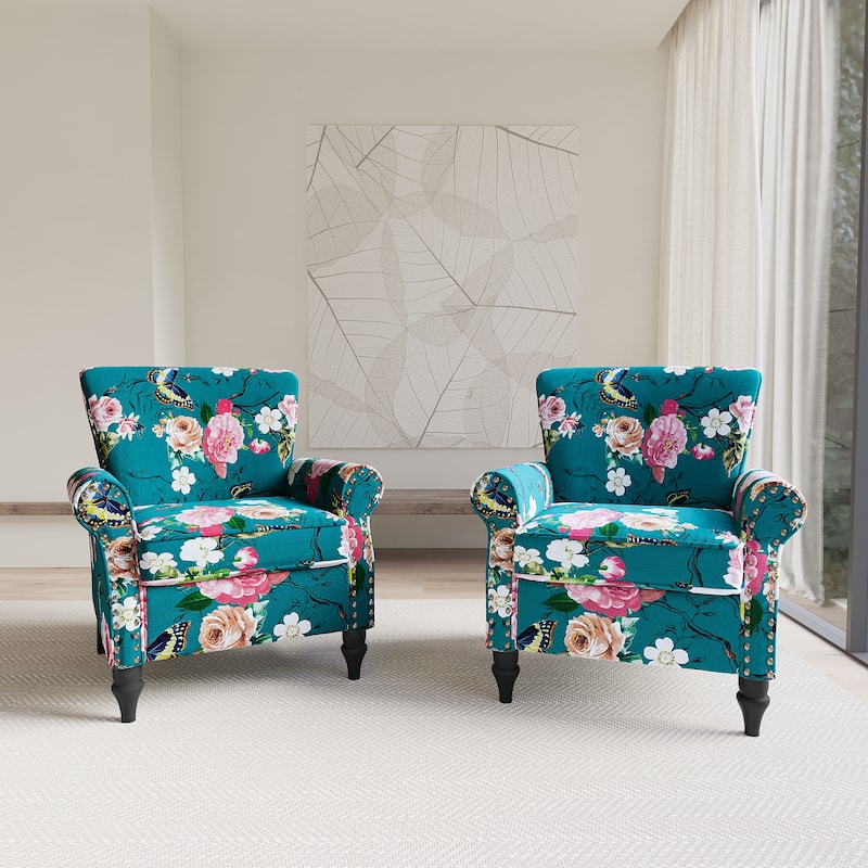 Mid-Century Modern Accent Chairs with Nailhead Trim
