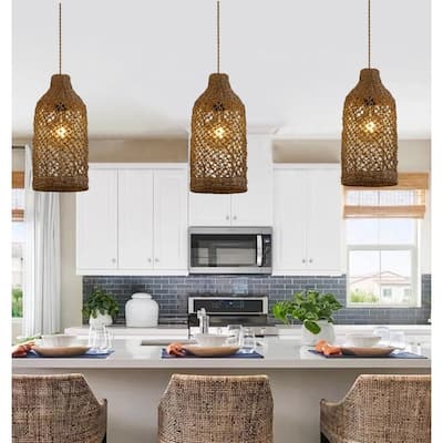 Enise Rattan Hanging Lamp - 19.3" x 9.1"
