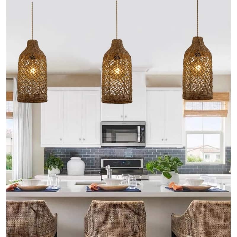Enise Rattan Hanging Lamp - 19.3" x 9.1"