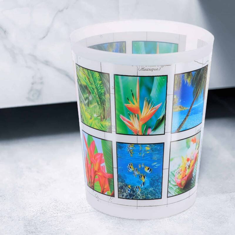 Island Waste Basket 4.5L Decorative Plastic Trash Can for Home or Office - 9.4" H x 7.8" W x 6.2" L