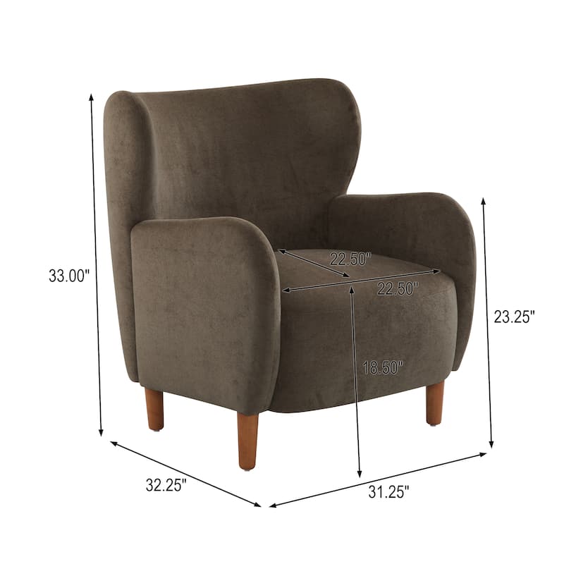 Christopher Knight Home - Parmelee Upholstered Wingback Club Chair with Plush Velvet and Solid Wood Legs