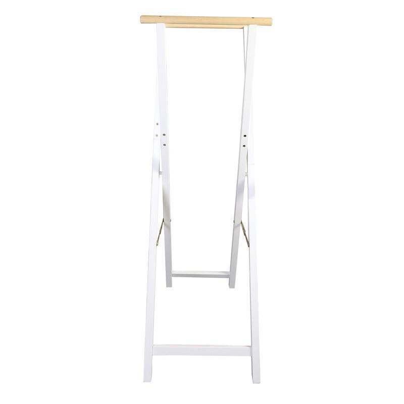 100% Solid Wood Folding Clothing Garment Rack with Two Hanging Rods - 20.5"W x 23"D x 60"H