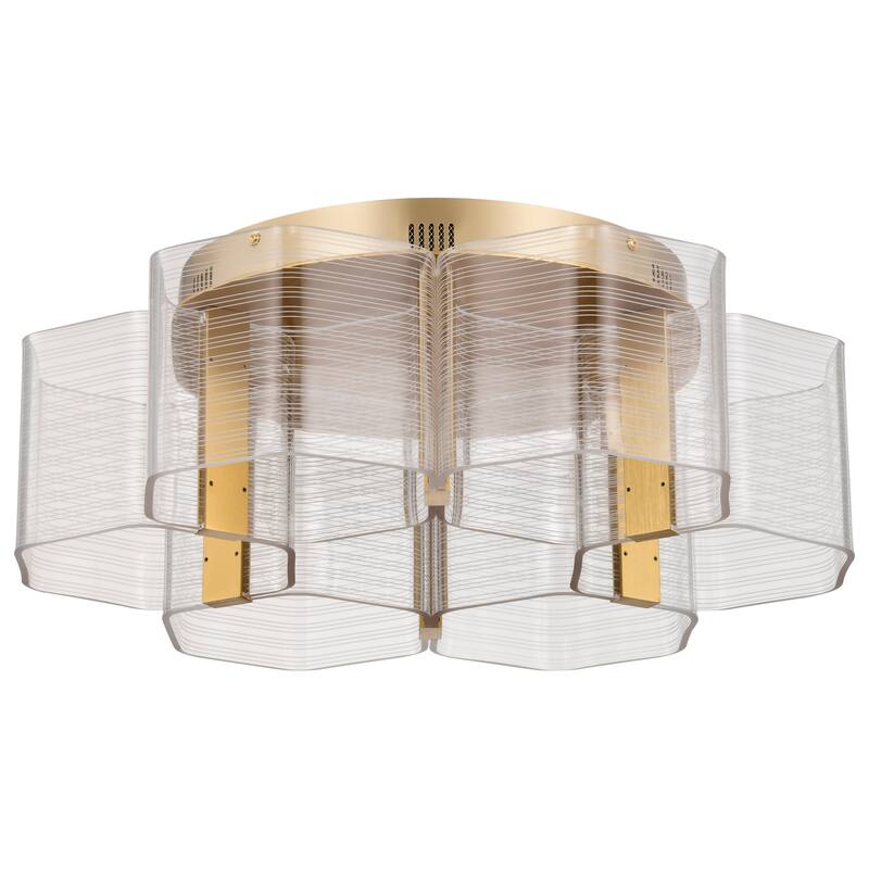 Kenzo LED 6 Light Flush Mount Vintage Brass Finish Light Guide Panel - Polished Anodized Bronze