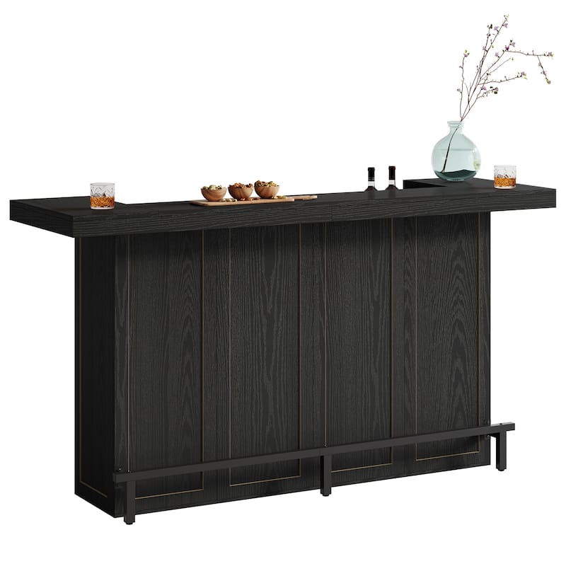 70.9-Inch 4-Tier Bar Table, Large Wooden Home Bar Unit