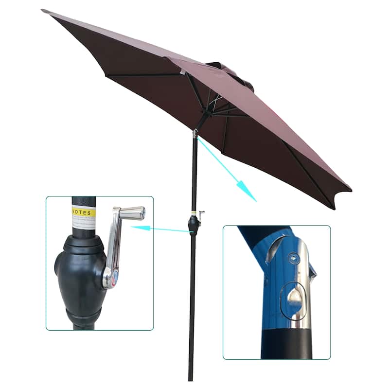 9ft Chocolate Patio Umbrella with Push Button Tilt and Wind Vent