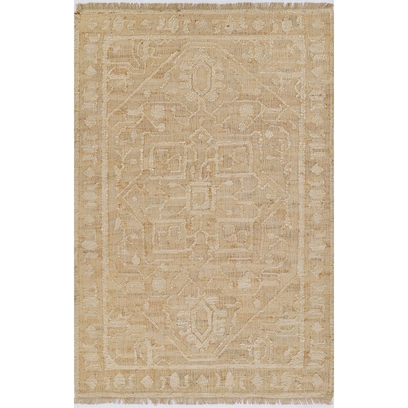 Momeni Nirvana Hand Woven Wool and Jute Medallion Area Rug. - 3' 6" x 5' 6" - Ivory - Rectangle