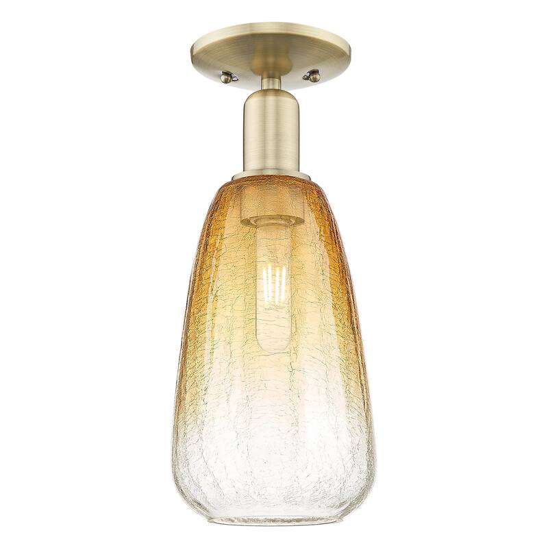 Innovations Lighting 716-1C-15-6 Brookhaven Almond Semi-Flush - Antique Brass / Amber