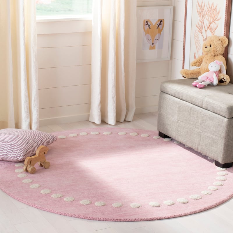 SAFAVIEH Handmade Kids Armanda Wool Rug - Pink - 5'  x  5' - Round