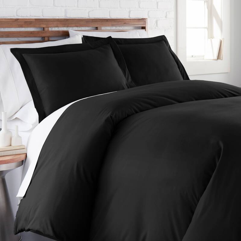 Vilano Comfort Premium Ultra-soft 3-piece Duvet Cover Set - Black - 2 Piece - Twin