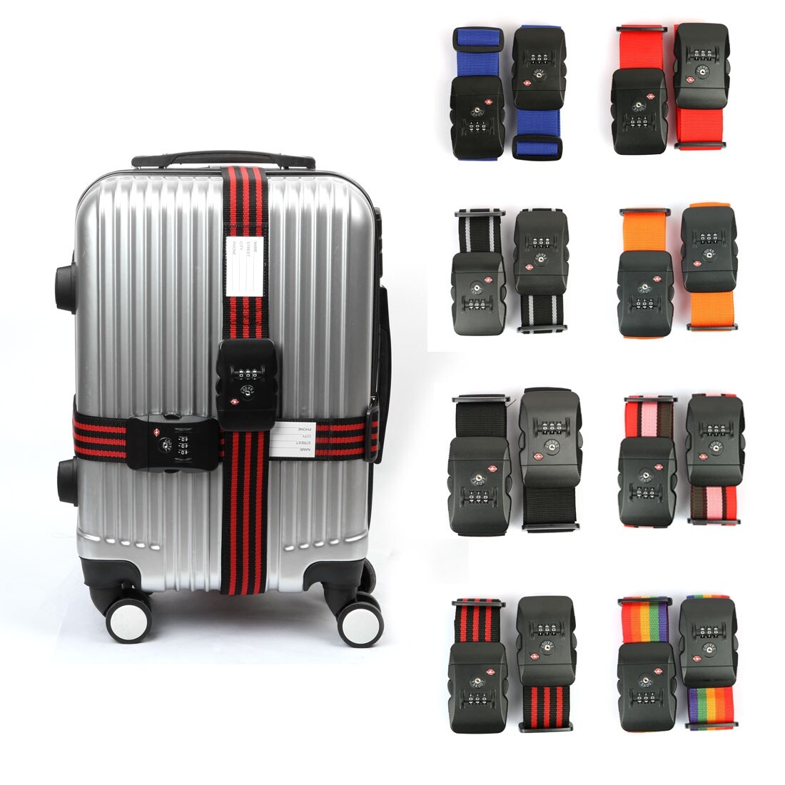 Shop Tsa 3 Dial Password Lock Luggage Strap Adjustable Suitcase