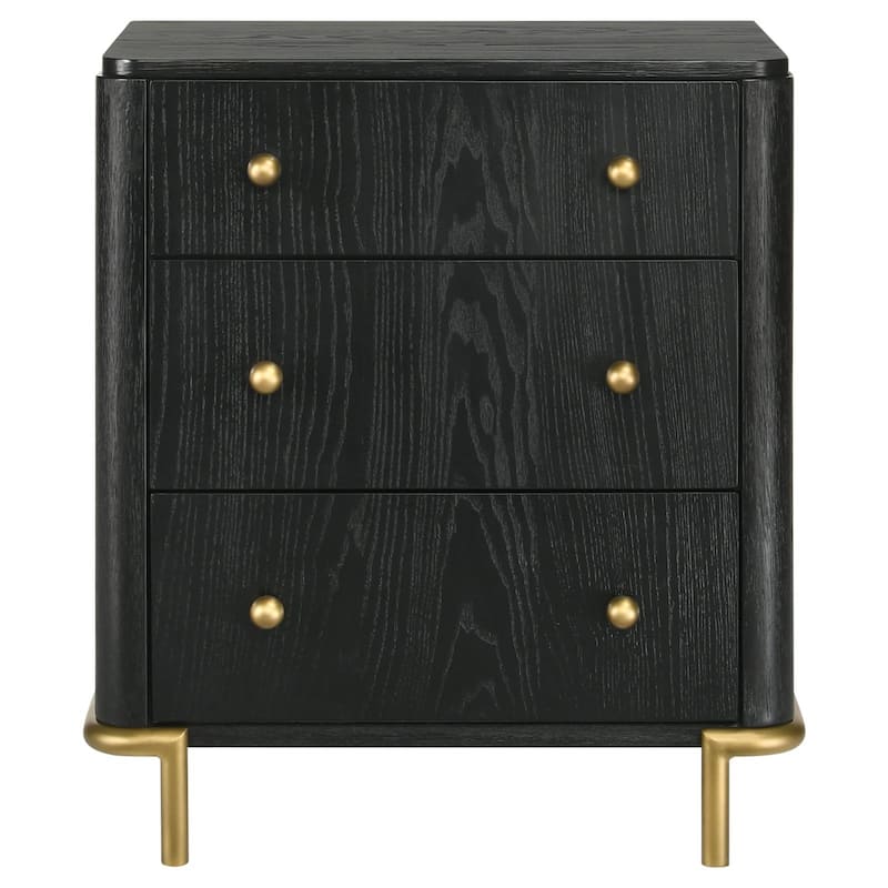 Anser Black 3-Drawer Nightstand