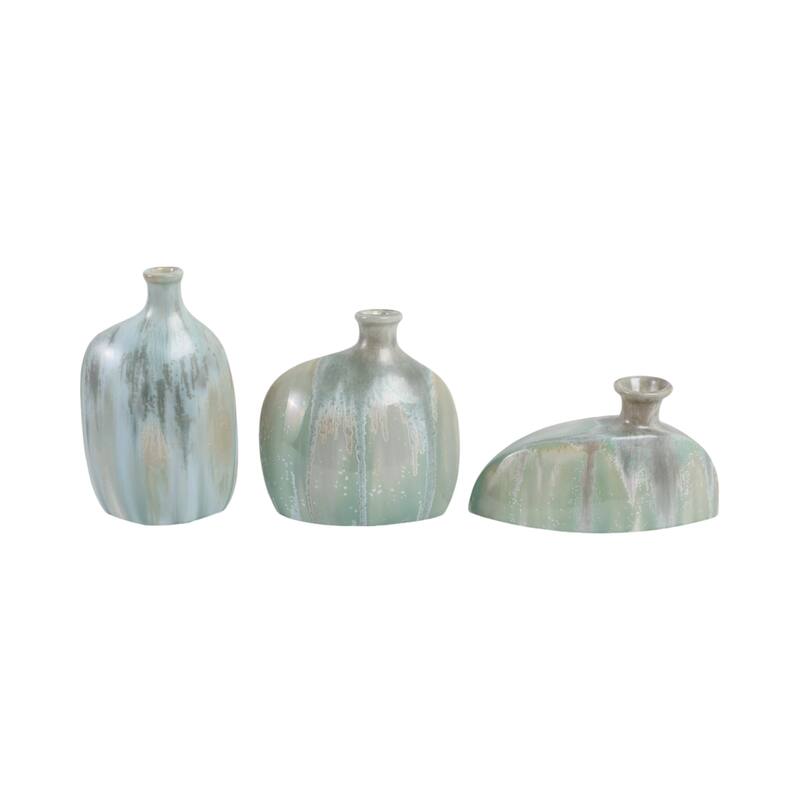 Stoneware Decorative Vases Sleek Sculptural Design Modern (Set of 3)
