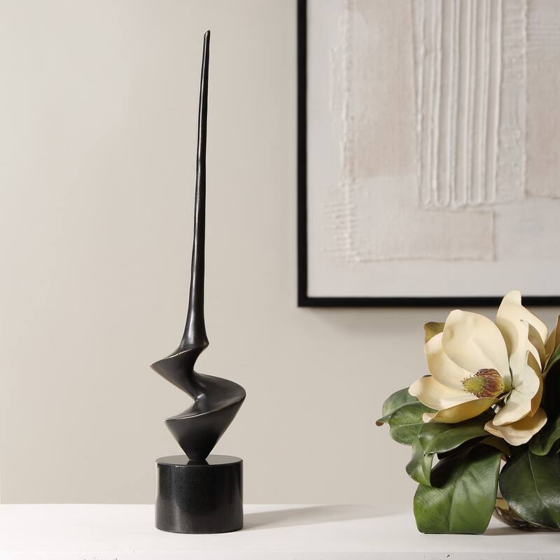 Abstract Twisted Cast Iron Sculpture - 20.75" - Antique Bronze
